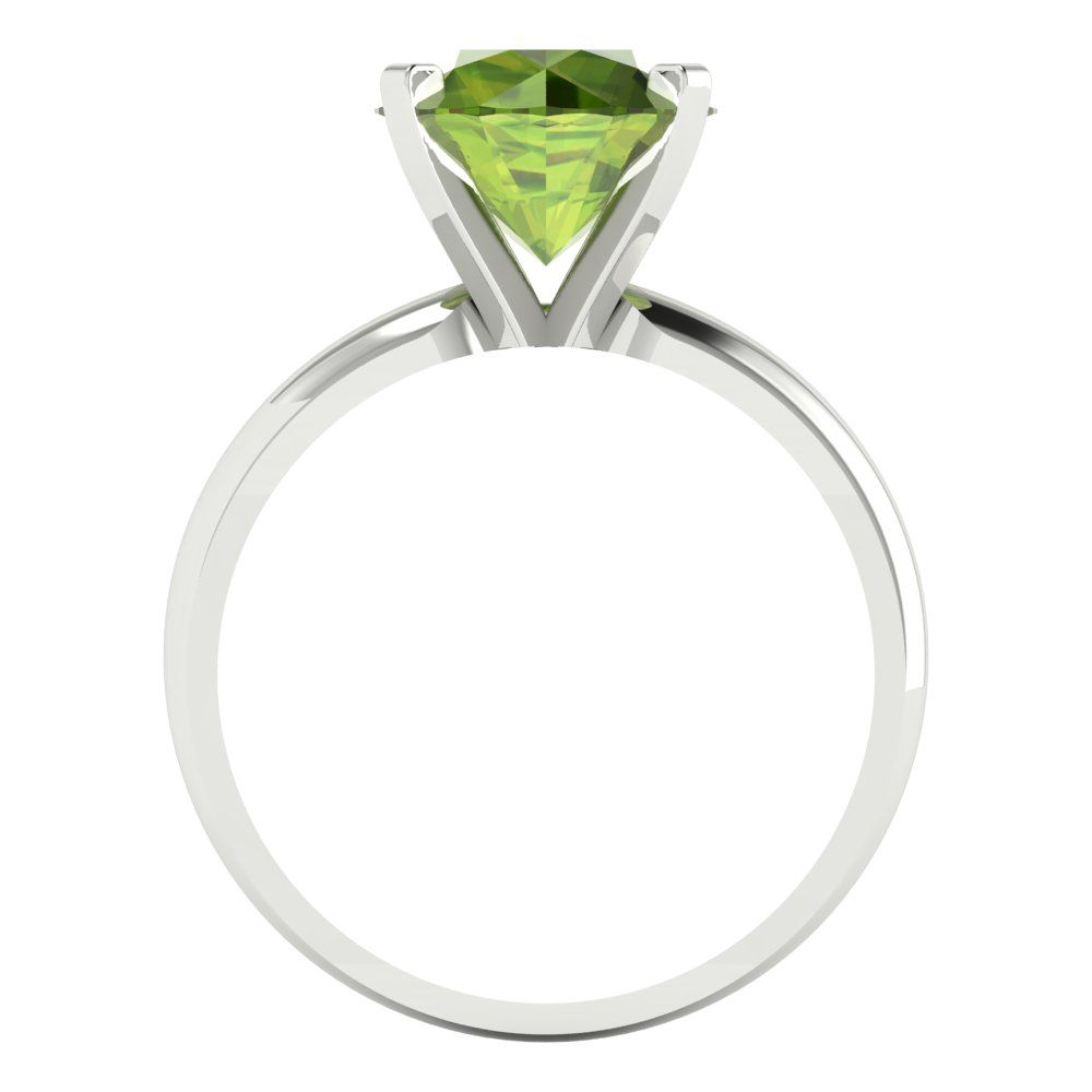 2.5 cttw Natural Peridot Solitaire  Engagement Ring - Solid Gold (Round Cut,8.5mm)
