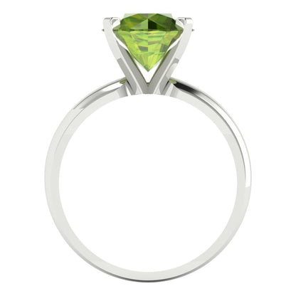 2.5 cttw Natural Peridot Solitaire  Engagement Ring - Solid Gold (Round Cut,8.5mm)