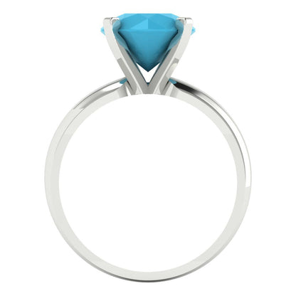 2.5 cttw Simulated Turquoise Solitaire  Engagement Ring - Solid Gold (Round Cut,8.5mm)