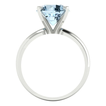 2.5 cttw Natural Aquamarine Solitaire  Engagement Ring - Solid Gold (Round Cut,8.5mm)