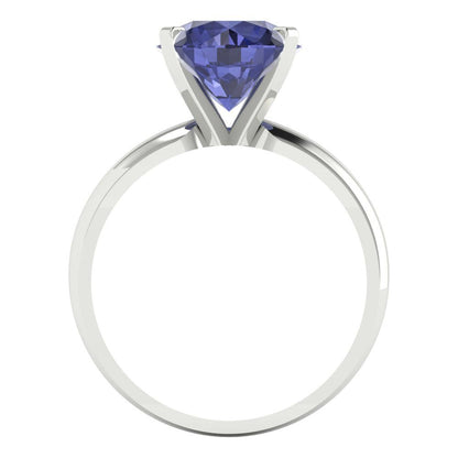 2.5 cttw Simulated Tanzanite Solitaire  Engagement Ring - Solid Gold (Round Cut,8.5mm)