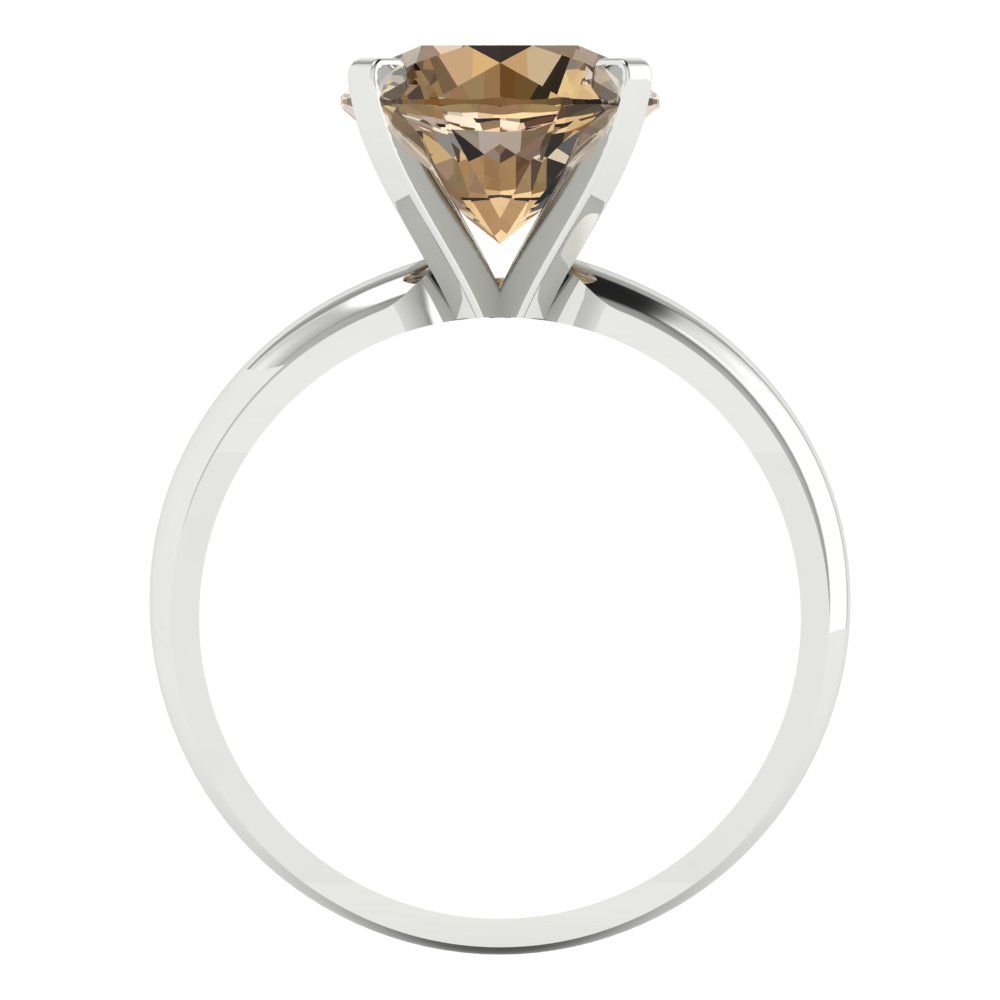 2.5 cttw Zirconia Simulated Champagne Diamond Solitaire  Engagement Ring - Solid Gold (VVS1, Round Cut,8.5mm)