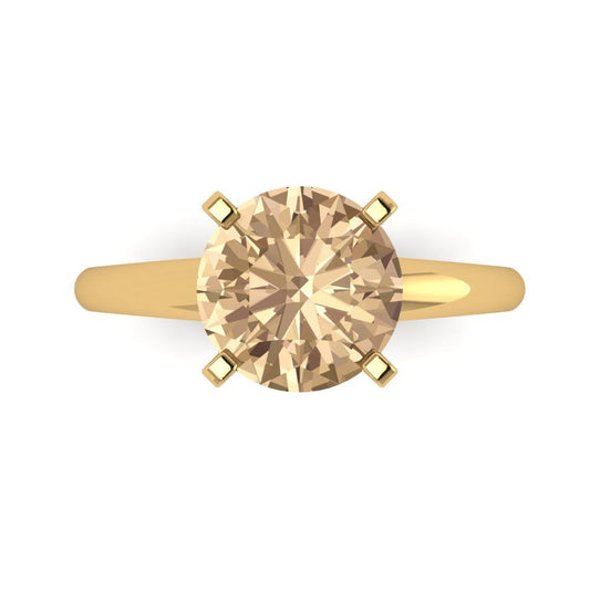 2.5 cttw Yellow Moissanite Solitaire  Engagement Ring - Solid Yellow Gold (VVS1, Round Cut,8.5mm)