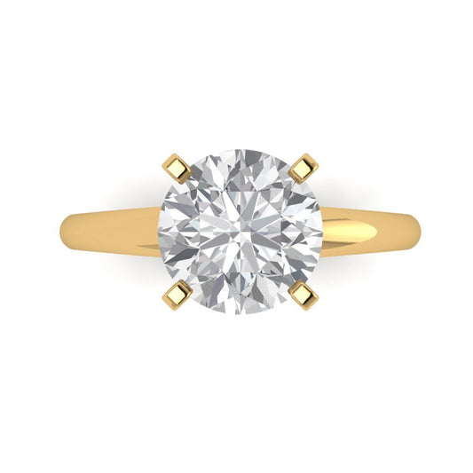 2.5 cttw Moissanite Solitaire  Engagement Ring - Solid Yellow Gold (VVS1, Round Cut,8.5mm)