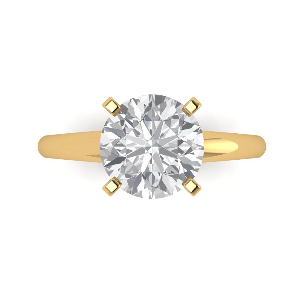 2.5 cttw Zirconia Simulated Diamond Solitaire  Engagement Ring - Solid Gold (VVS1, Round Cut,8.5mm)