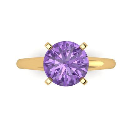 2.5 cttw Simulated Alexandrite Solitaire  Engagement Ring - Solid Gold (Round Cut,8.5mm)