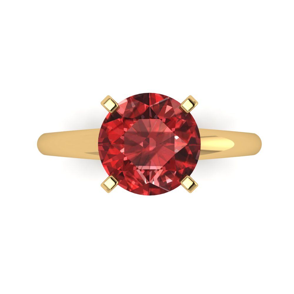 2.5 cttw Natural Garnet Solitaire  Engagement Ring - Solid Gold (Round Cut,8.5mm)