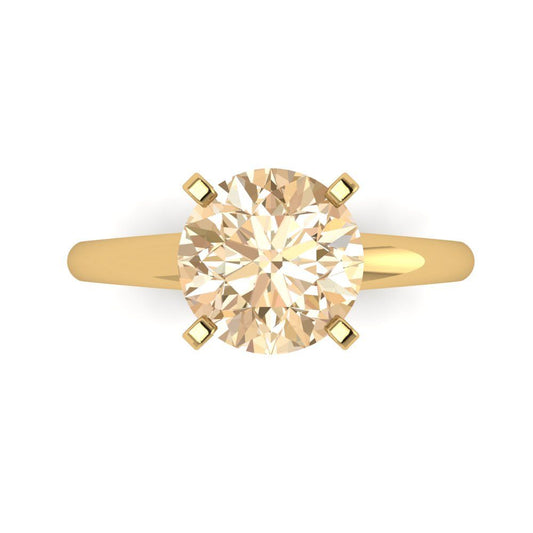 2.5 cttw Natural Morganite Solitaire  Engagement Ring - Solid Yellow Gold (VVS1, Round Cut,8.5mm)