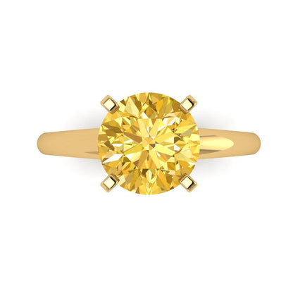 2.5 cttw Natural Citrine Solitaire  Engagement Ring - Solid Gold (Round Cut,8.5mm)