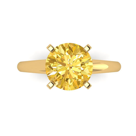 2.5 cttw Natural Citrine Solitaire  Engagement Ring - Solid Yellow Gold (VVS1, Round Cut,8.5mm)