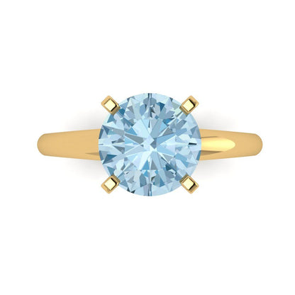 2.5 cttw Natural Swiss Blue Topaz Solitaire  Engagement Ring - Solid Gold (Round Cut,8.5mm)