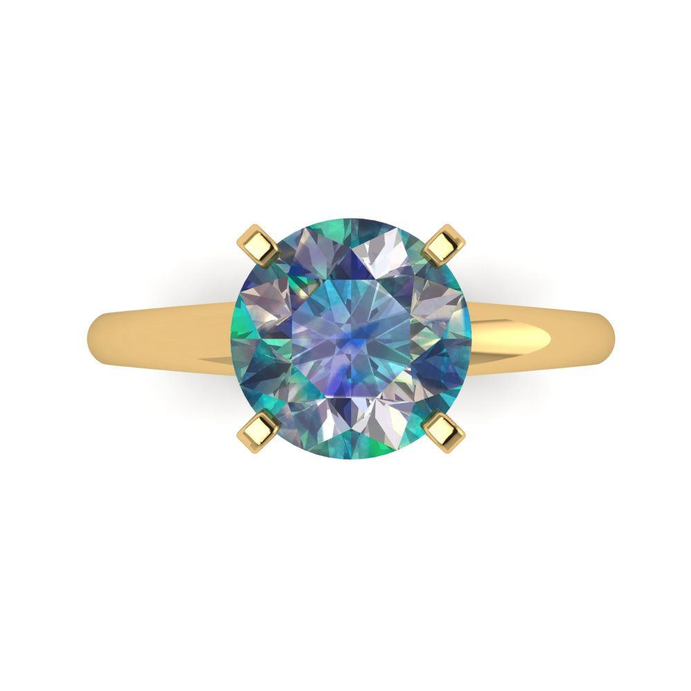 2.5 cttw Blue Moissanite Solitaire  Engagement Ring - Solid Gold (Round Cut,8.5mm)