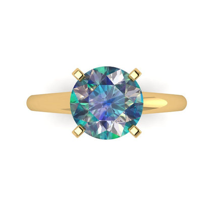 2.5 cttw Blue Moissanite Solitaire  Engagement Ring - Solid Gold (Round Cut,8.5mm)
