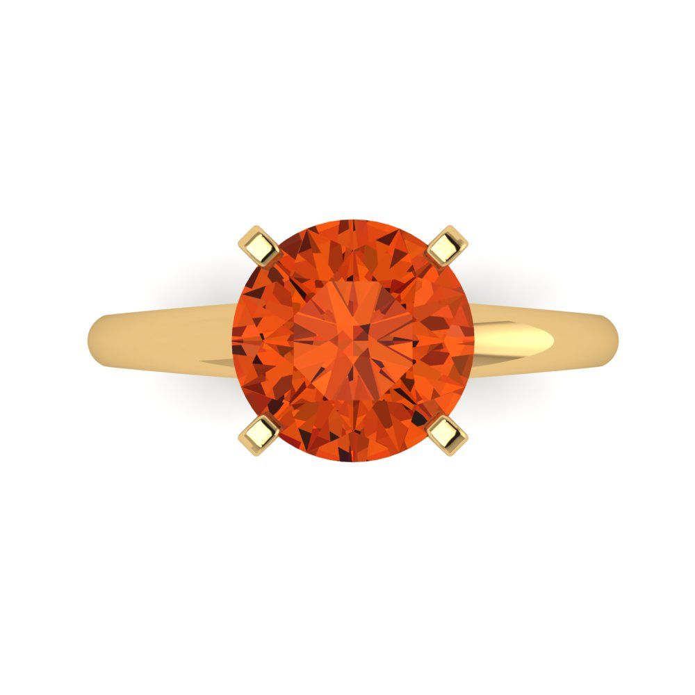 2.5 cttw Zirconia Simulated Red Diamond Solitaire  Engagement Ring - Solid Yellow Gold (VVS1, Round Cut,8.5mm)