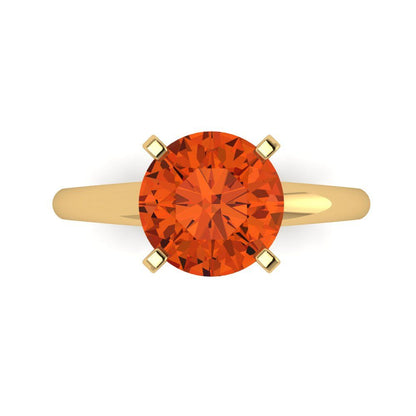 2.5 cttw Zirconia Simulated Red Diamond Solitaire  Engagement Ring - Solid Yellow Gold (VVS1, Round Cut,8.5mm)