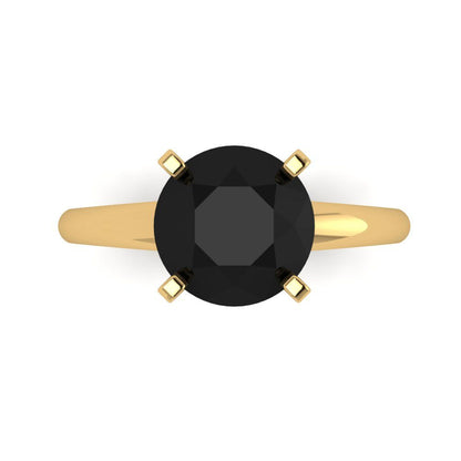 2.5 cttw Natural Onyx Solitaire  Engagement Ring - Solid Yellow Gold (VVS1, Round Cut,8.5mm)