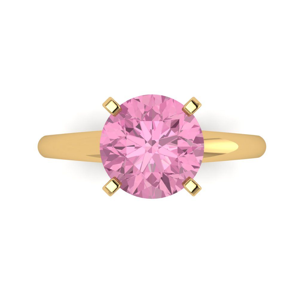 2.5 cttw Zirconia Simulated Pink Diamond Solitaire  Engagement Ring - Solid Gold (VVS1, Round Cut,8.5mm)