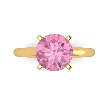 2.5 cttw Zirconia Simulated Pink Diamond Solitaire  Engagement Ring - Solid Gold (VVS1, Round Cut,8.5mm)