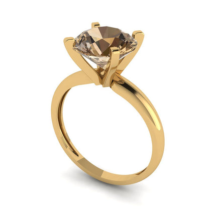 2.5 cttw Zirconia Simulated Champagne Diamond Solitaire  Engagement Ring - Solid Gold (VVS1, Round Cut,8.5mm)