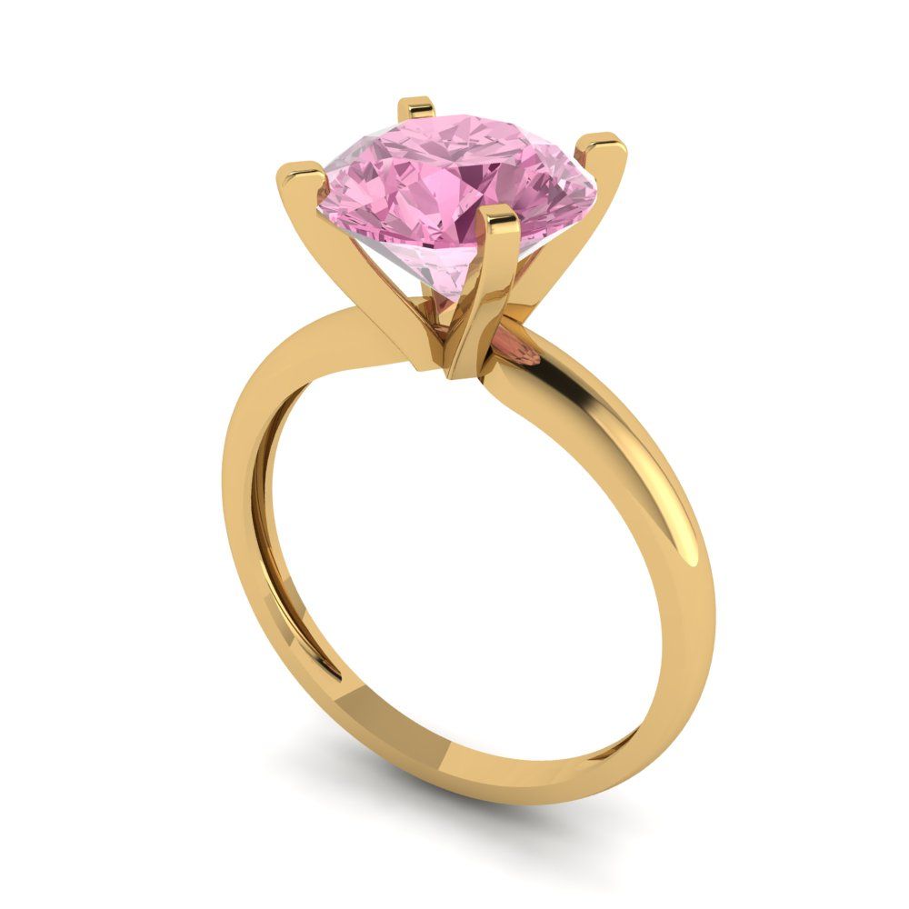 2.5 cttw Zirconia Simulated Pink Diamond Solitaire  Engagement Ring - Solid Gold (VVS1, Round Cut,8.5mm)
