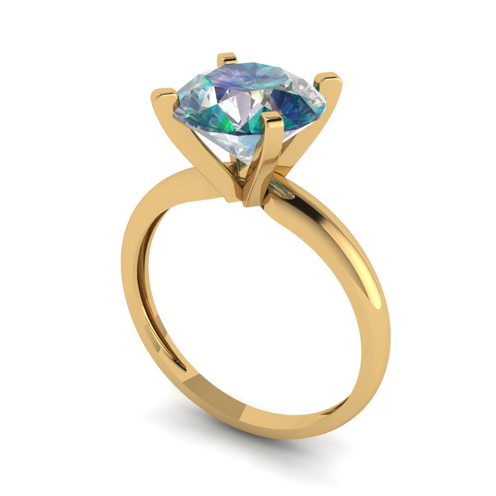 2.5 cttw Blue Moissanite Solitaire  Engagement Ring - Solid Gold (Round Cut,8.5mm)
