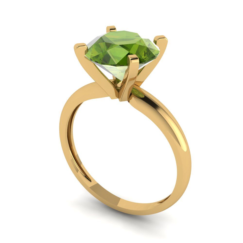 2.5 cttw Natural Peridot Solitaire  Engagement Ring - Solid Gold (Round Cut,8.5mm)