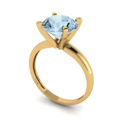 2.5 cttw Natural Aquamarine Solitaire  Engagement Ring - Solid Gold (Round Cut,8.5mm)