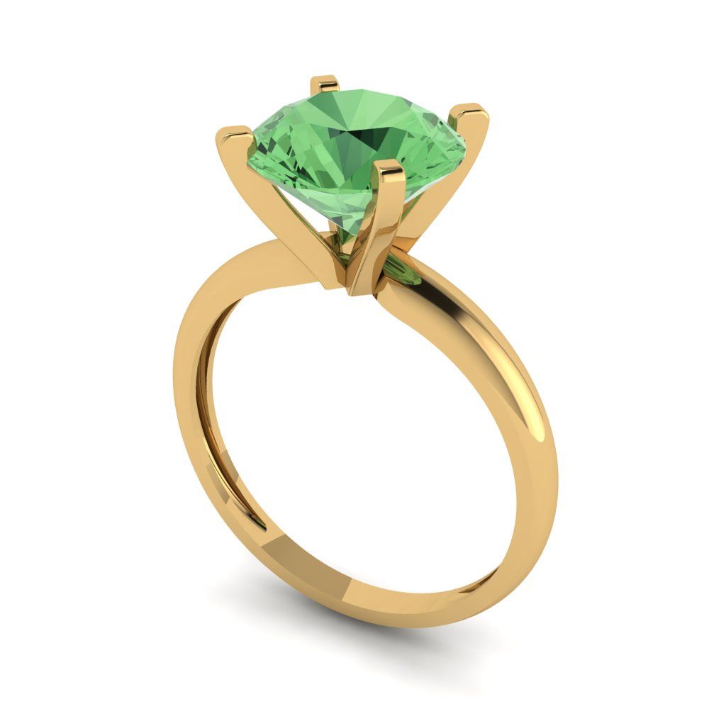 2.5 cttw Zirconia Simulated Green Diamond Solitaire  Engagement Ring - Solid Gold (VVS1, Round Cut,8.5mm)