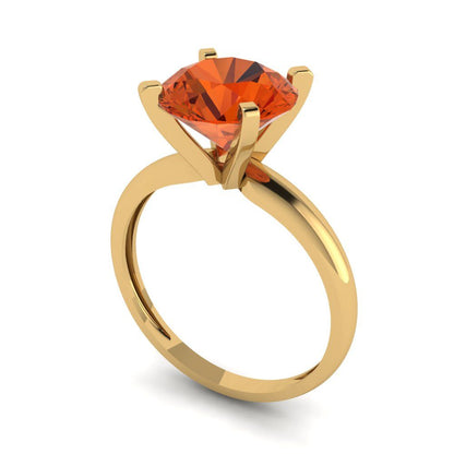 2.5 cttw Zirconia Simulated Red Diamond Solitaire  Engagement Ring - Solid Yellow Gold (VVS1, Round Cut,8.5mm)