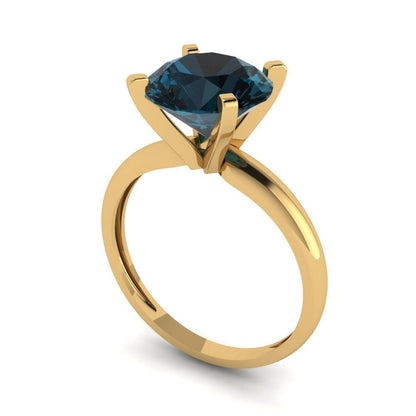 2.5 cttw Natural London Blue Topaz Solitaire  Engagement Ring - Solid Gold (Round Cut,8.5mm)