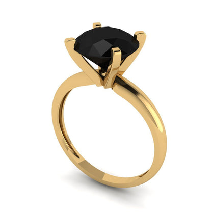 2.5 cttw Natural Onyx Solitaire  Engagement Ring - Solid Yellow Gold (VVS1, Round Cut,8.5mm)