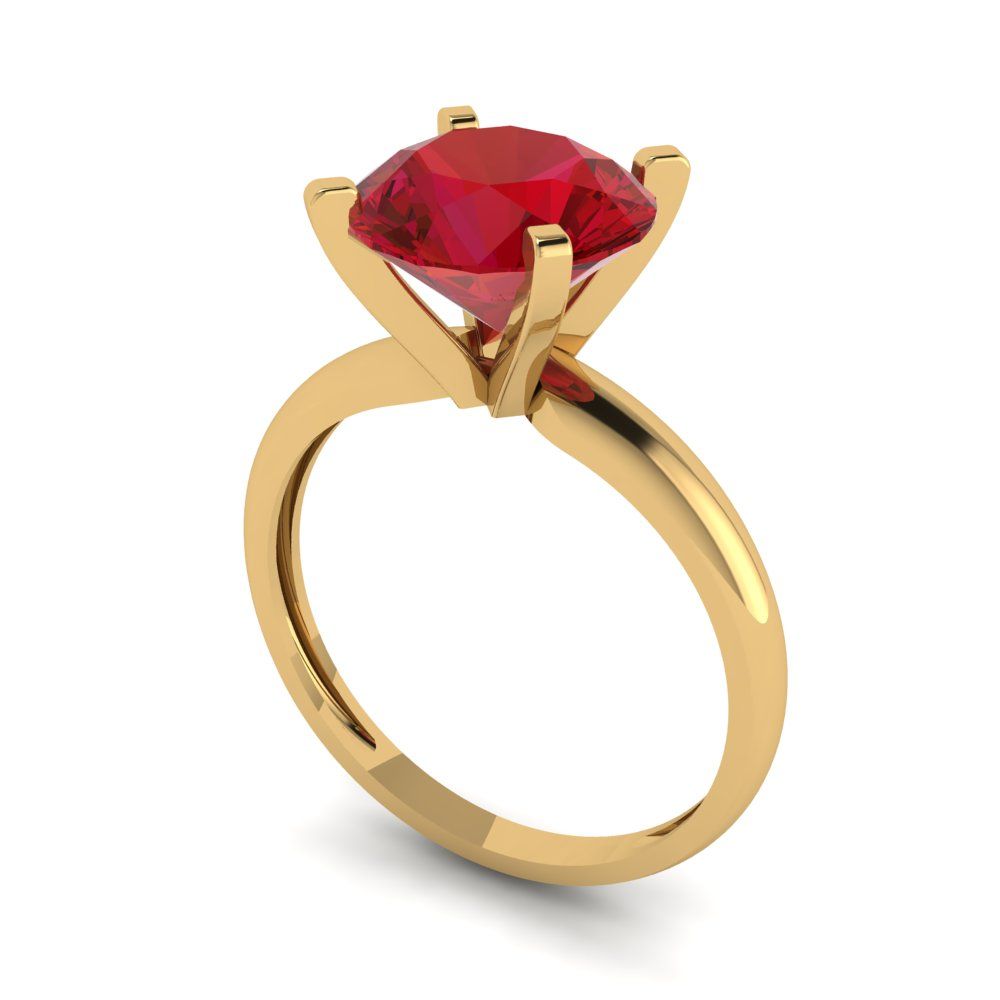 2.5 cttw Simulated Pink Tourmaline Solitaire  Engagement Ring - Solid Yellow Gold (VVS1, Round Cut,8.5mm)
