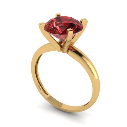 2.5 cttw Natural Garnet Solitaire  Engagement Ring - Solid Gold (Round Cut,8.5mm)