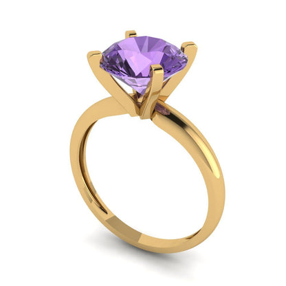 2.5 cttw Simulated Alexandrite Solitaire  Engagement Ring - Solid Gold (Round Cut,8.5mm)
