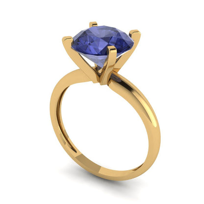2.5 cttw Simulated Tanzanite Solitaire  Engagement Ring - Solid Yellow Gold (VVS1, Round Cut,8.5mm)