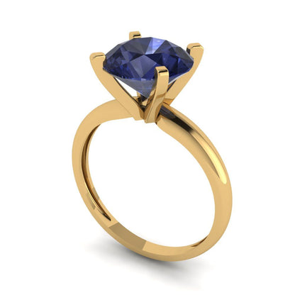 2.5 cttw Simulated Blue Sapphire Solitaire  Engagement Ring - Solid Gold (Round Cut,8.5mm)
