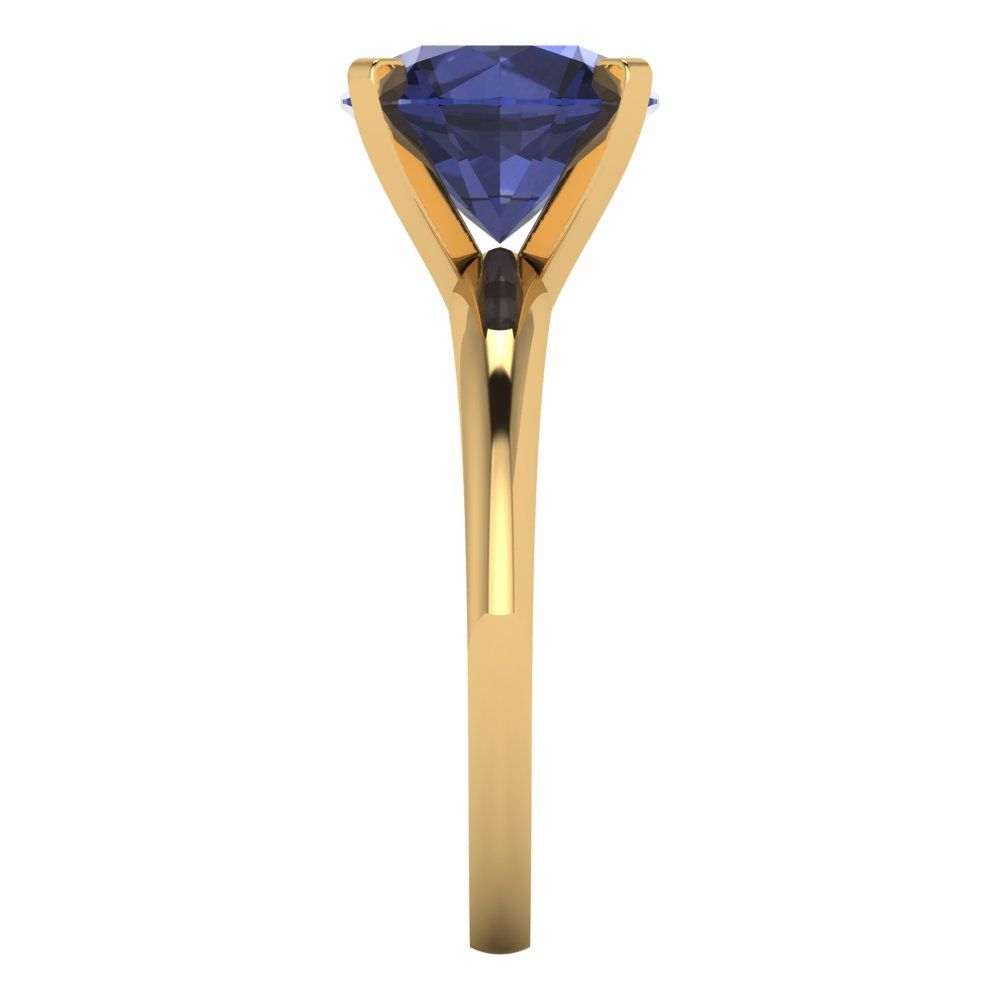 2.5 cttw Simulated Blue Sapphire Solitaire  Engagement Ring - Solid Gold (Round Cut,8.5mm)