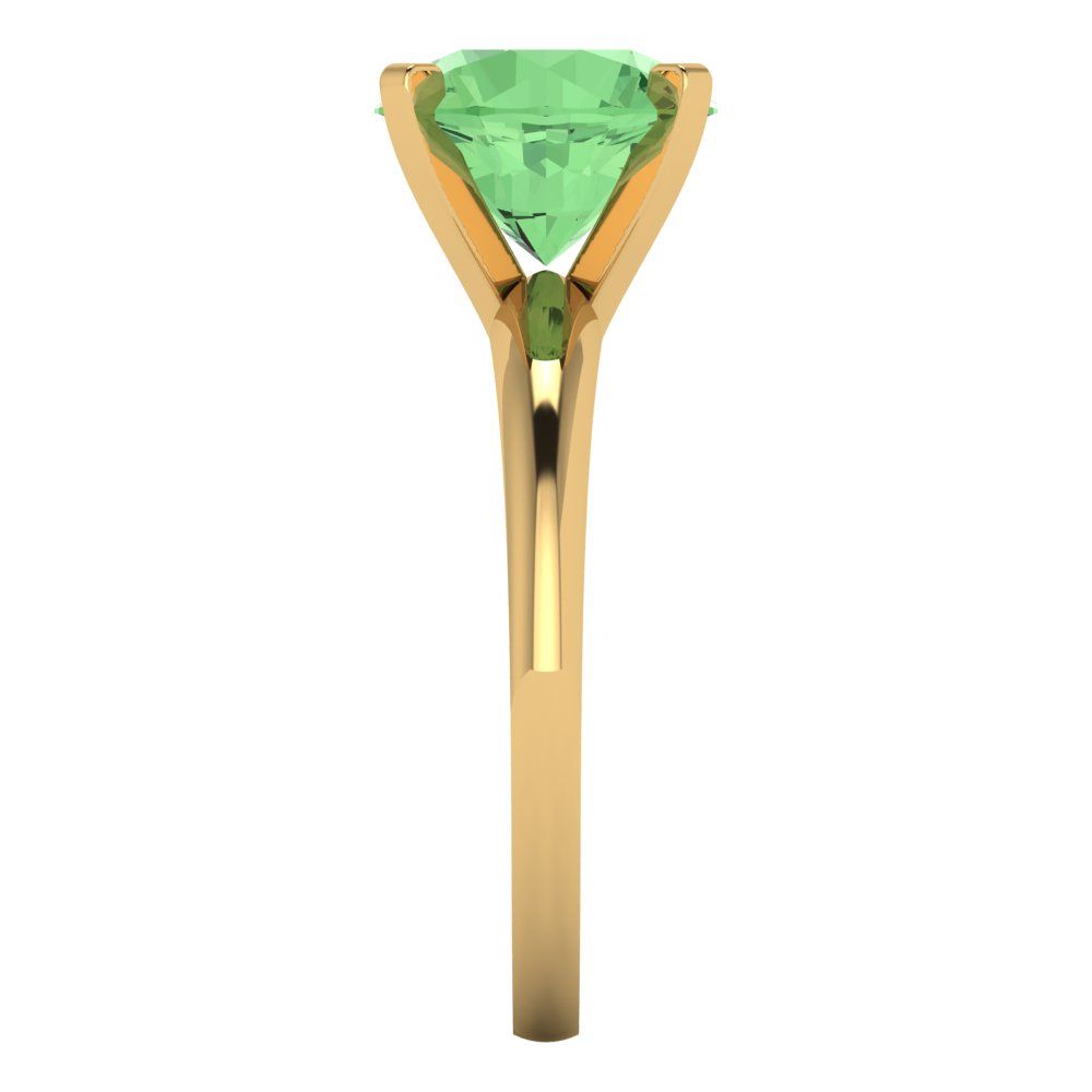 2.5 cttw Zirconia Simulated Green Diamond Solitaire  Engagement Ring - Solid Gold (VVS1, Round Cut,8.5mm)