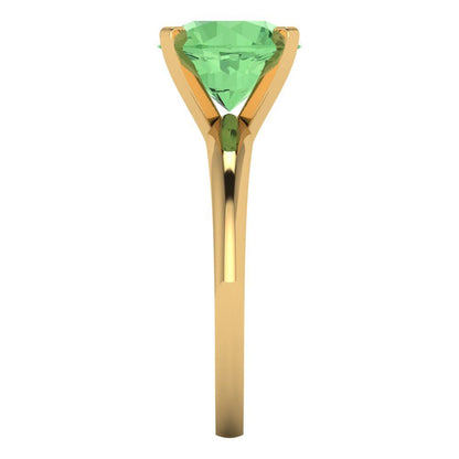 2.5 cttw Zirconia Simulated Green Diamond Solitaire  Engagement Ring - Solid Gold (VVS1, Round Cut,8.5mm)