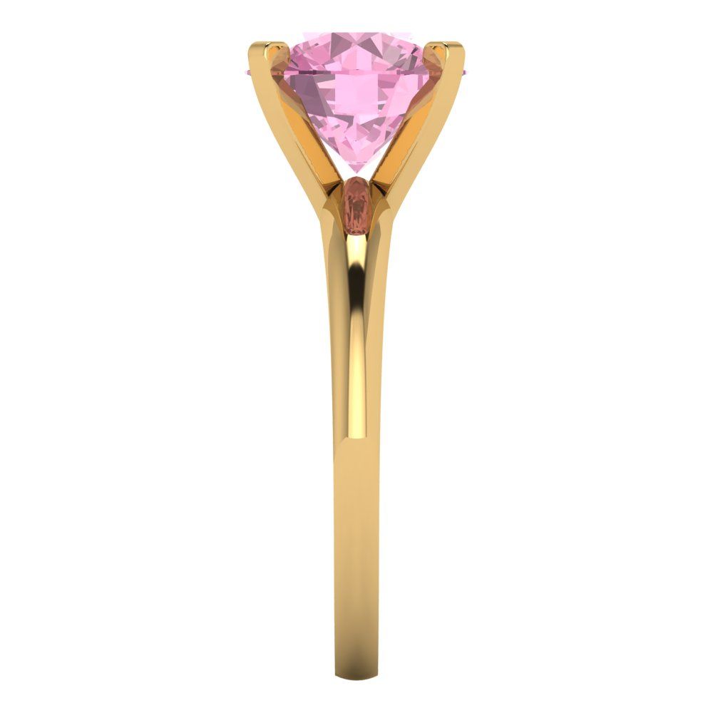 2.5 cttw Zirconia Simulated Pink Diamond Solitaire  Engagement Ring - Solid Gold (VVS1, Round Cut,8.5mm)