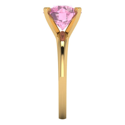 2.5 cttw Zirconia Simulated Pink Diamond Solitaire  Engagement Ring - Solid Gold (VVS1, Round Cut,8.5mm)