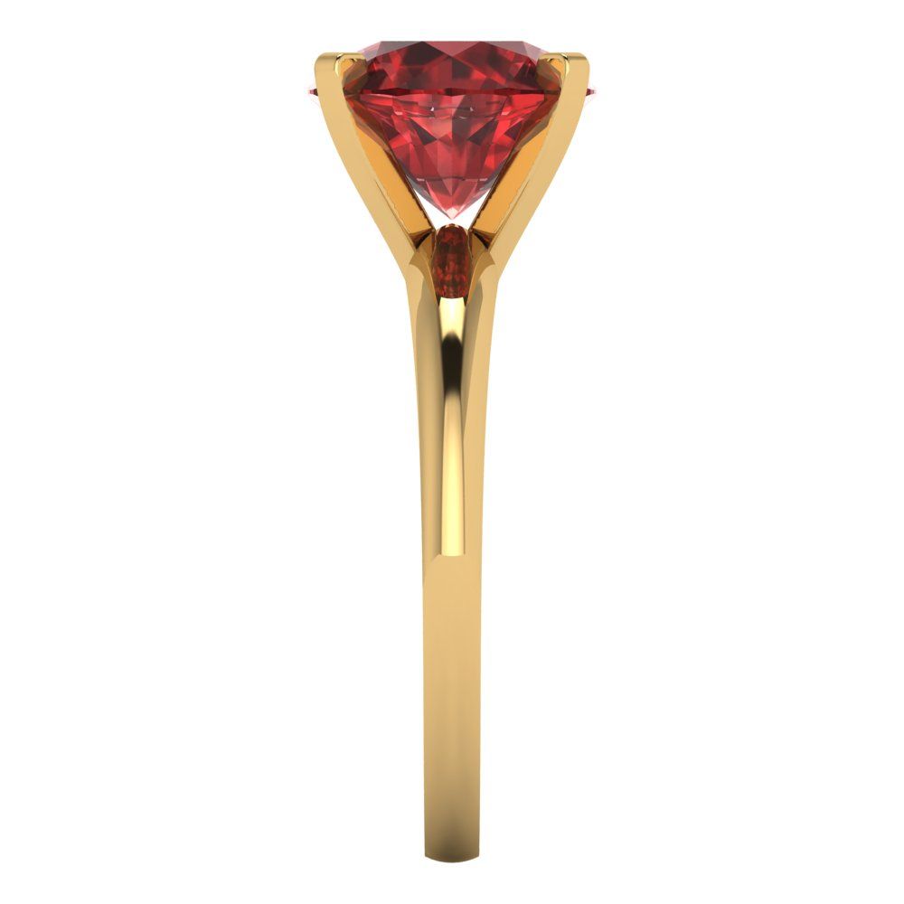 2.5 cttw Natural Garnet Solitaire  Engagement Ring - Solid Gold (Round Cut,8.5mm)