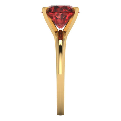 2.5 cttw Natural Garnet Solitaire  Engagement Ring - Solid Gold (Round Cut,8.5mm)