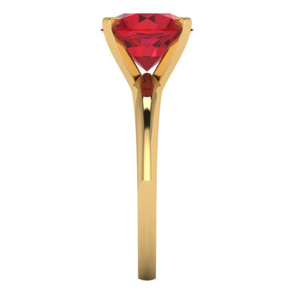 2.5 cttw Simulated Pink Tourmaline Solitaire  Engagement Ring - Solid Yellow Gold (VVS1, Round Cut,8.5mm)