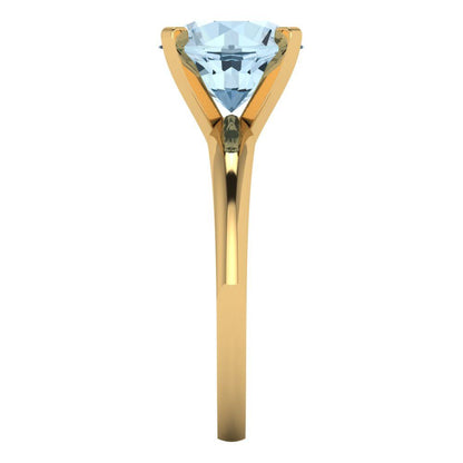 2.5 cttw Zirconia Simulated Blue Diamond Solitaire  Engagement Ring - Solid Gold (VVS1, Round Cut,8.5mm)