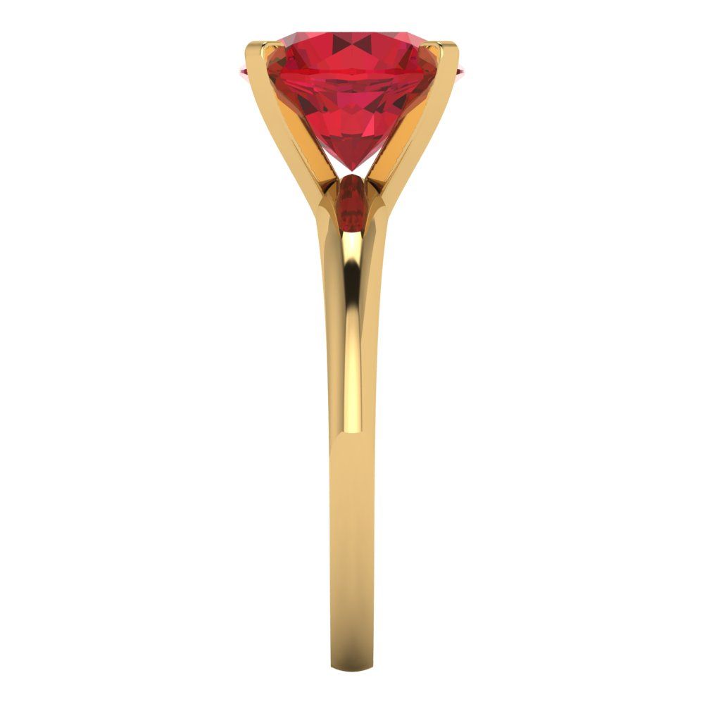 2.5 cttw Simulated Ruby Solitaire  Engagement Ring - Solid Gold (Round Cut,8.5mm)