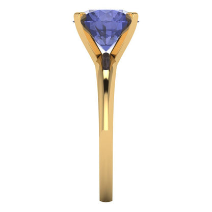 2.5 cttw Simulated Tanzanite Solitaire  Engagement Ring - Solid Yellow Gold (VVS1, Round Cut,8.5mm)