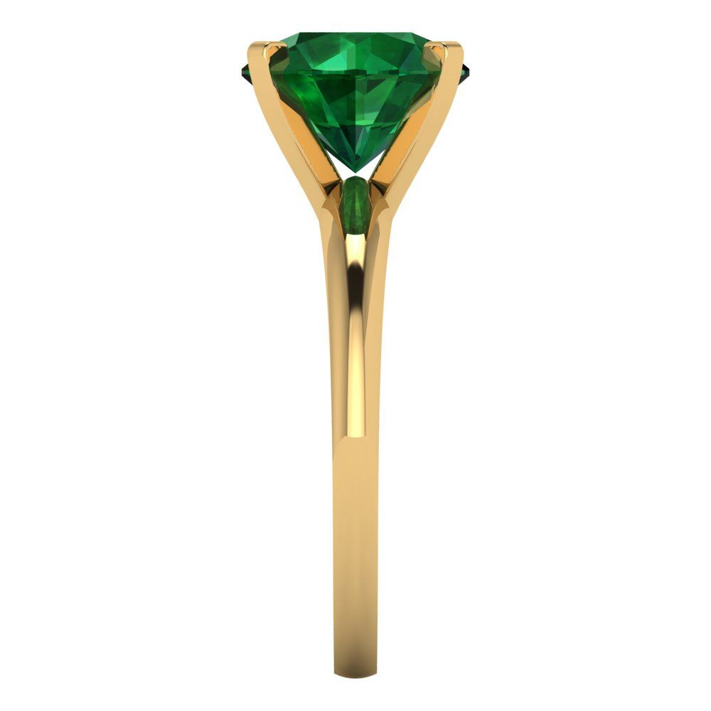 2.5 cttw Simulated Emerald Solitaire  Engagement Ring - Solid Yellow Gold (VVS1, Round Cut,8.5mm)