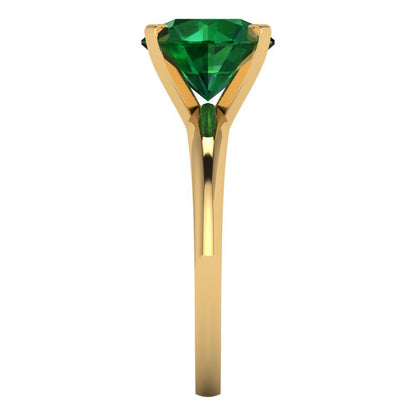 2.5 cttw Simulated Emerald Solitaire  Engagement Ring - Solid Yellow Gold (VVS1, Round Cut,8.5mm)