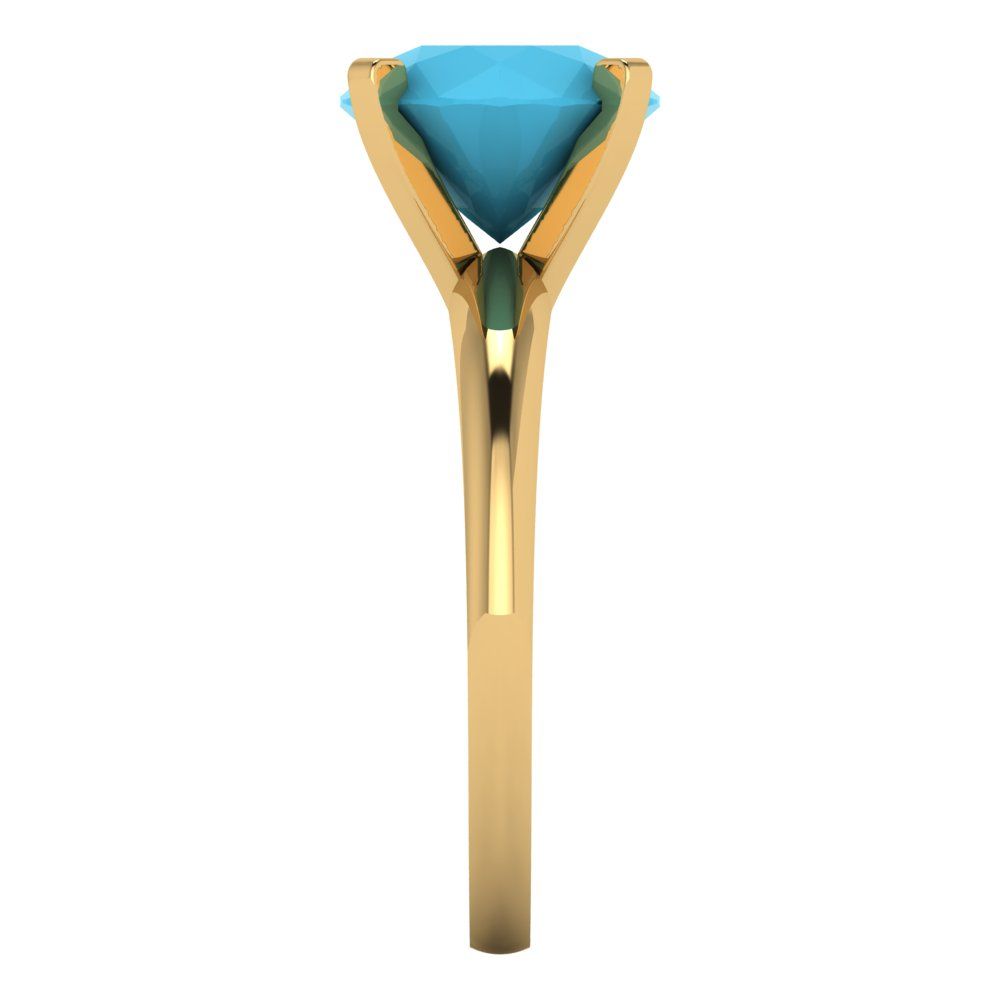 2.5 cttw Simulated Turquoise Solitaire  Engagement Ring - Solid Yellow Gold (VVS1, Round Cut,8.5mm)